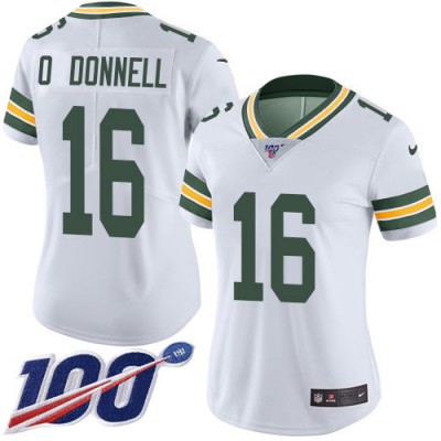 Nike Green Bay Packers #16 Pat O'Donnell White Women's Stitched NFL 100th Season Vapor Untouchable Limited Jersey